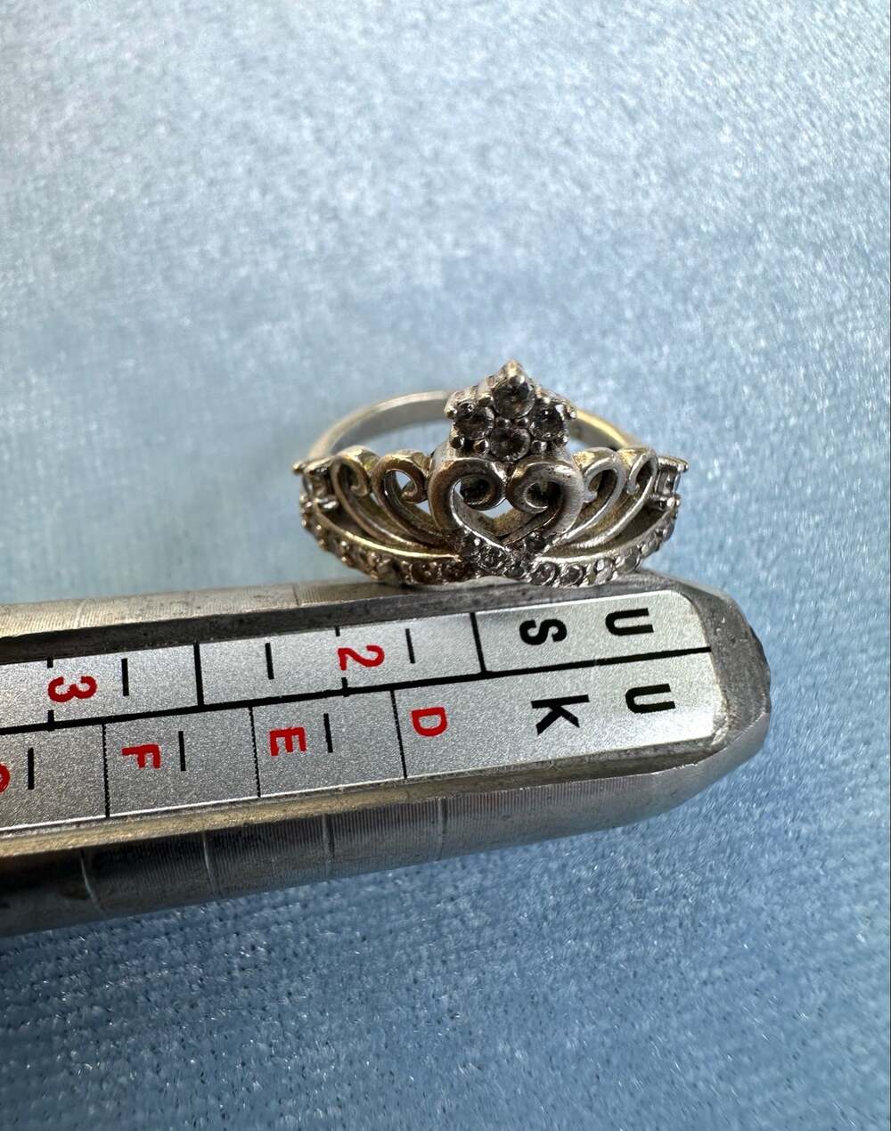 925 Sterling Silver Cubic Zirconia Princess Crown Tiara Ring Heart CZ Size 4.5